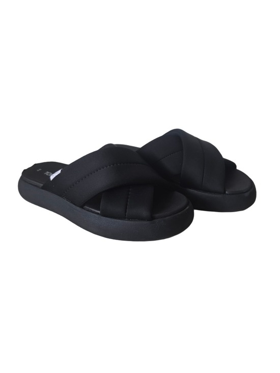 Toms Shoes - Toms Black Crossed-Strap Slide Sandals Size 8